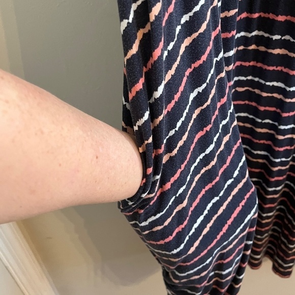 Lane Bryant Striped Midi Dress 38 Blue Retro Boho Western Skater Preppy Artsy - Picture 10 of 14